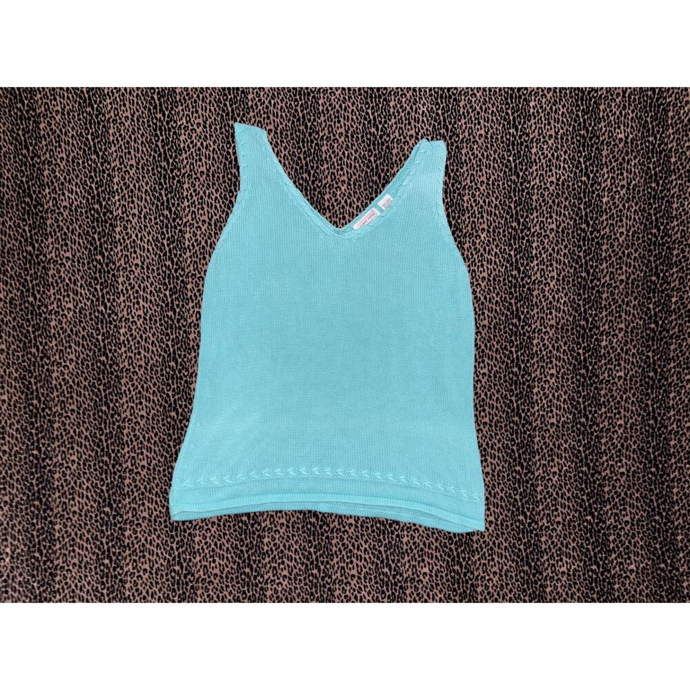 Jeanne Pierre Turquoise Blue Knit Tank Top (1990s)